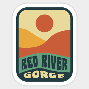 Red River Gorge Kentucky Retro Sunset Badge Sticker